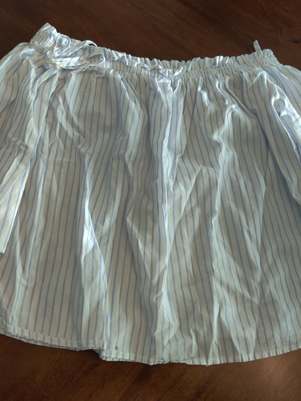 Forever 21 White and Light Blue Striped Off-Shoulder Top